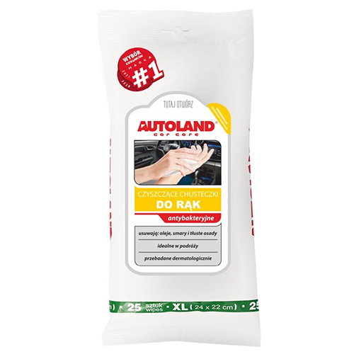 AUTOLAND CHUSTECZKI DO RĄK ANTYBAKTERYJNE 25SZT